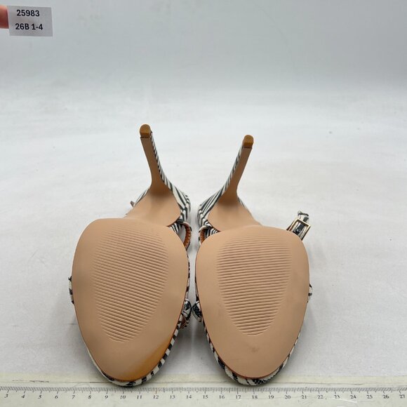 FSJ Black And White Custom Made Zebra-Stripe Ankle Strap High Heel Sandals - Picture 7 of 8